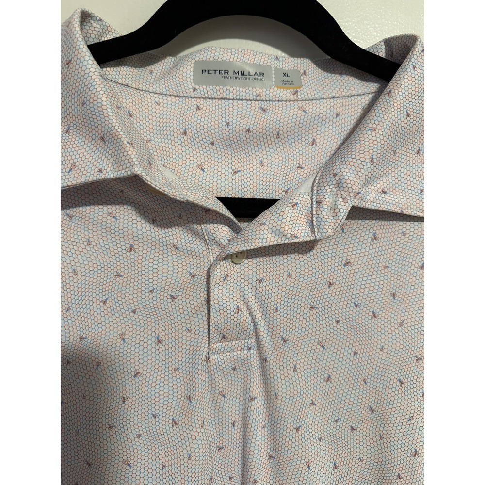 Peter Millar Featherweight Performance Polo XL White Stretch HONEYCOMB BEES